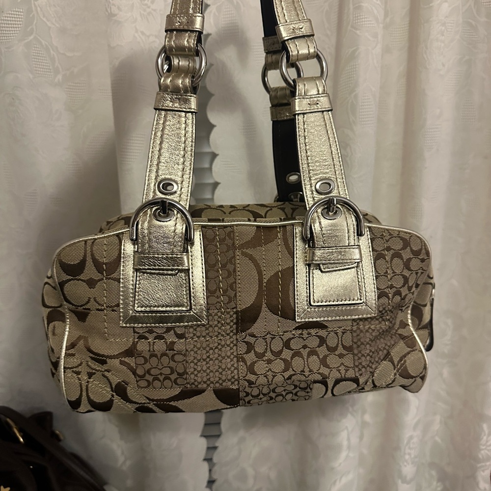 ✨SOLD Coach Mini Boston Signature C with Metallic Trim